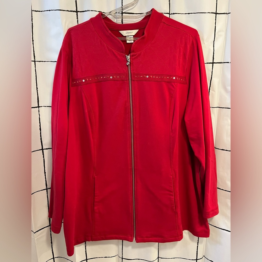 CJ Banks Zip-Up Sweatshirt with Rhinestone Details